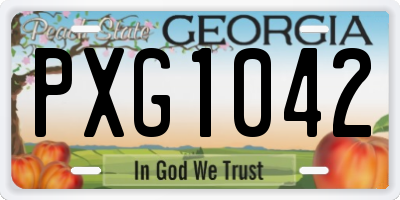 GA license plate PXG1042