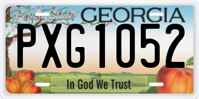 GA license plate PXG1052