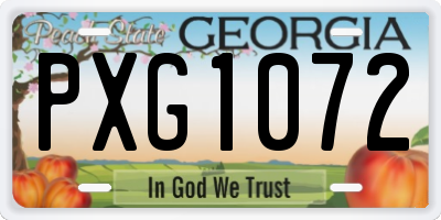 GA license plate PXG1072