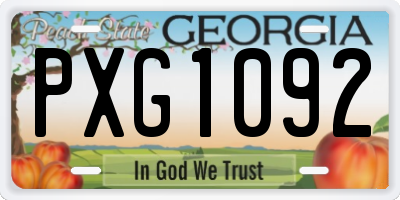 GA license plate PXG1092