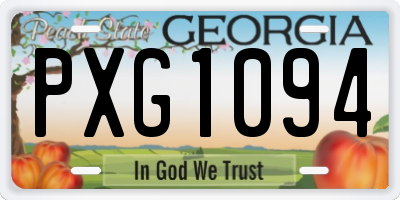 GA license plate PXG1094