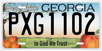 GA license plate PXG1102