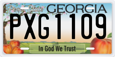 GA license plate PXG1109