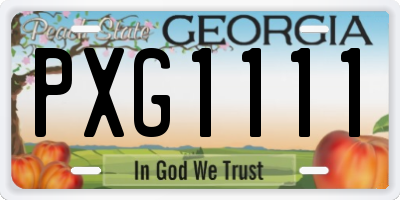 GA license plate PXG1111