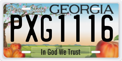GA license plate PXG1116
