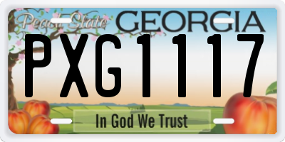 GA license plate PXG1117