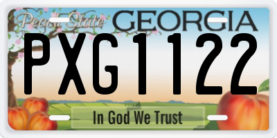 GA license plate PXG1122