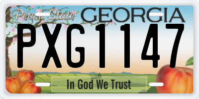 GA license plate PXG1147