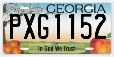 GA license plate PXG1152