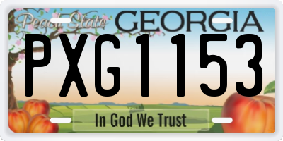 GA license plate PXG1153