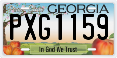GA license plate PXG1159