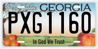 GA license plate PXG1160