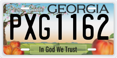 GA license plate PXG1162