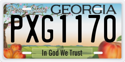 GA license plate PXG1170