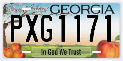GA license plate PXG1171