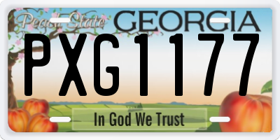 GA license plate PXG1177