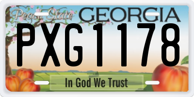 GA license plate PXG1178