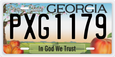 GA license plate PXG1179