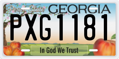 GA license plate PXG1181