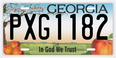 GA license plate PXG1182