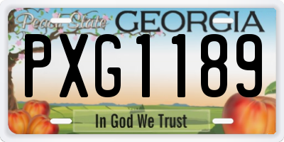 GA license plate PXG1189