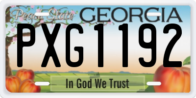 GA license plate PXG1192
