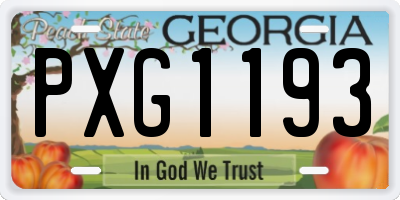 GA license plate PXG1193
