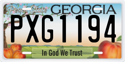 GA license plate PXG1194
