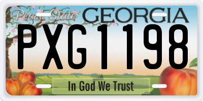 GA license plate PXG1198