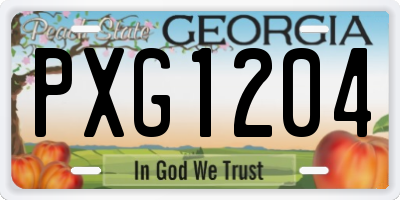 GA license plate PXG1204