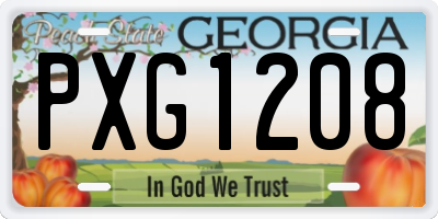 GA license plate PXG1208
