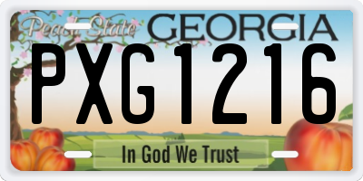 GA license plate PXG1216