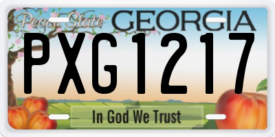 GA license plate PXG1217