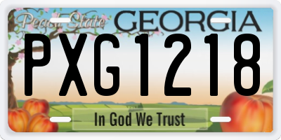 GA license plate PXG1218