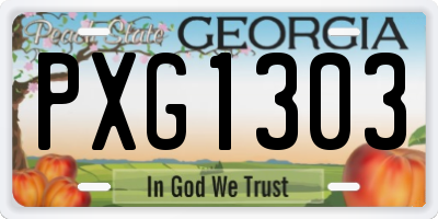 GA license plate PXG1303
