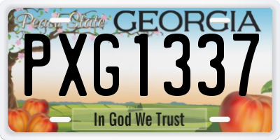 GA license plate PXG1337