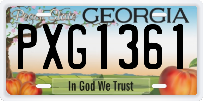 GA license plate PXG1361