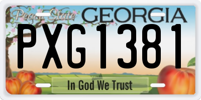 GA license plate PXG1381
