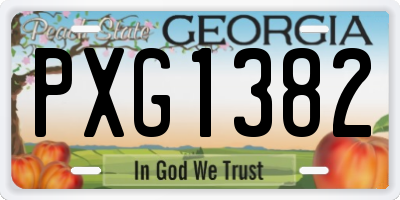 GA license plate PXG1382