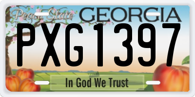GA license plate PXG1397