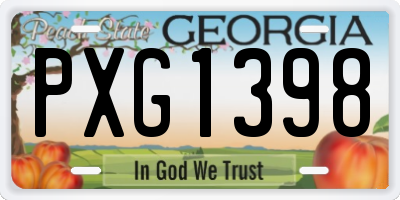 GA license plate PXG1398