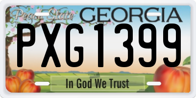 GA license plate PXG1399