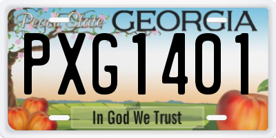 GA license plate PXG1401