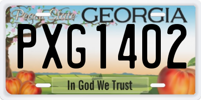 GA license plate PXG1402