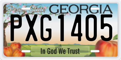 GA license plate PXG1405