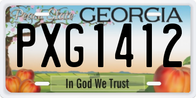 GA license plate PXG1412