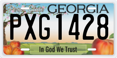 GA license plate PXG1428
