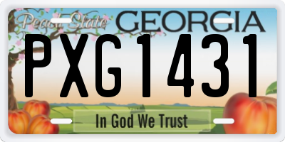 GA license plate PXG1431