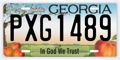 GA license plate PXG1489