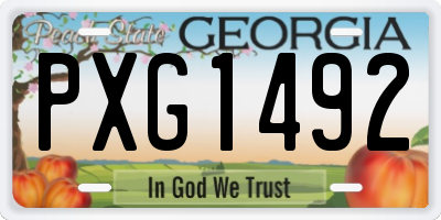 GA license plate PXG1492